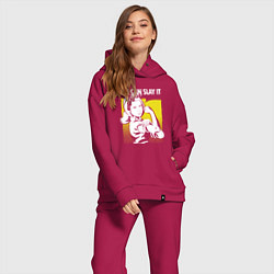 Женский костюм оверсайз Buffy we can slay it, цвет: маджента — фото 2
