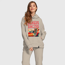 Женский костюм оверсайз Dragon cool racer - ai art, цвет: миндальный — фото 2