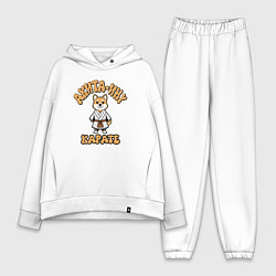 Женский костюм оверсайз Собака акита каратист, цвет: белый