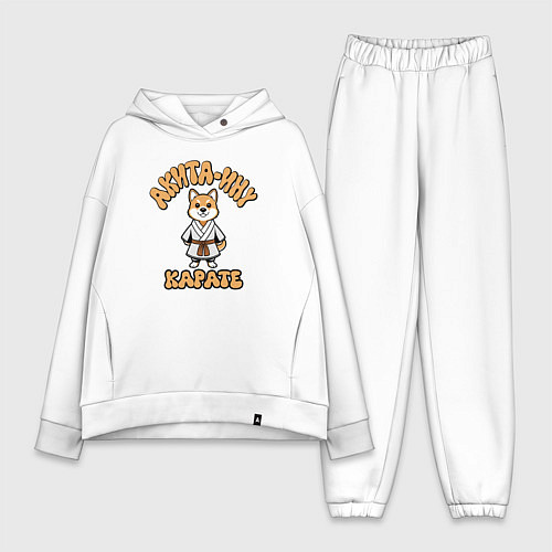 Женский костюм оверсайз Собака акита каратист / Белый – фото 1