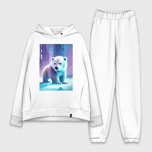 Женский костюм оверсайз Прикольный милый медвежонок / Белый – фото 1