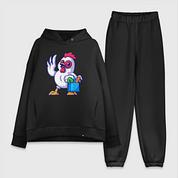 Женский костюм оверсайз Петушок с продуктами, цвет: черный