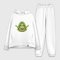 Женский костюм оверсайз Cartoon monster with spikes green, цвет: белый