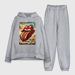 Женский костюм оверсайз Rolling Stones - logo transformation, цвет: меланж