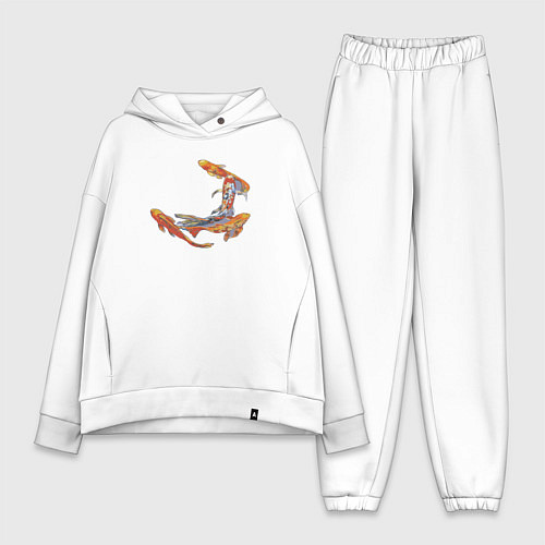 Женский костюм оверсайз Карпы кои рыбы / Белый – фото 1