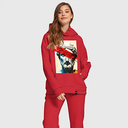 Женский костюм оверсайз Штрих на античной статуе, цвет: красный — фото 2