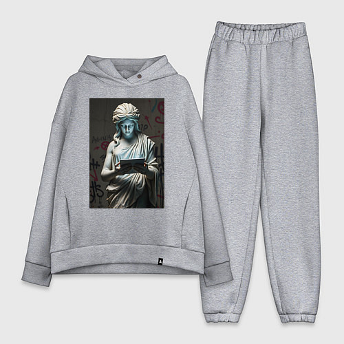 Женский костюм оверсайз Античная статуя с планшетом / Меланж – фото 1