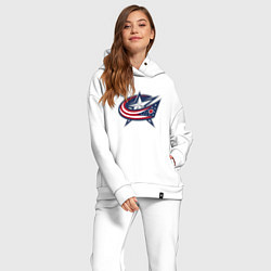 Женский костюм оверсайз Columbus blue jackets - hockey team - emblem, цвет: белый — фото 2