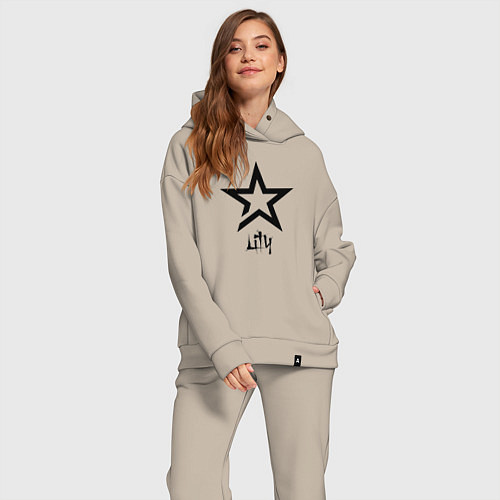 Женский костюм оверсайз Лилия - звезда / Миндальный – фото 2