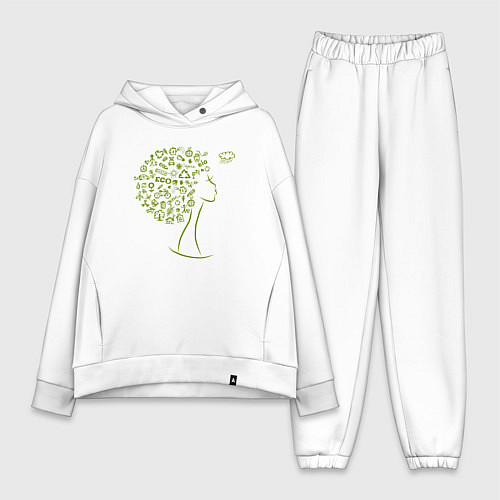 Женский костюм оверсайз Эко девчонка / Белый – фото 1