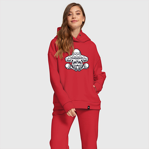 Женский костюм оверсайз Мексиканский бульдог / Красный – фото 2