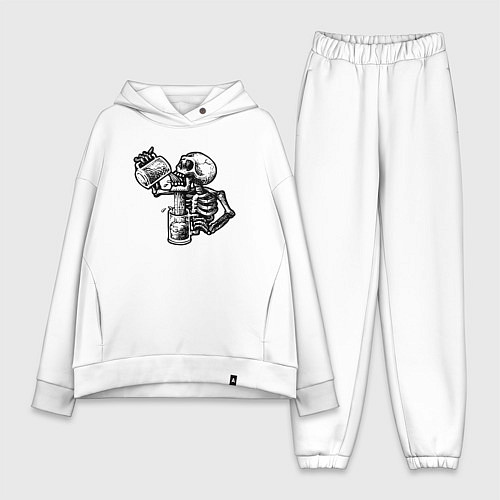 Женский костюм оверсайз Пивной скелетик / Белый – фото 1