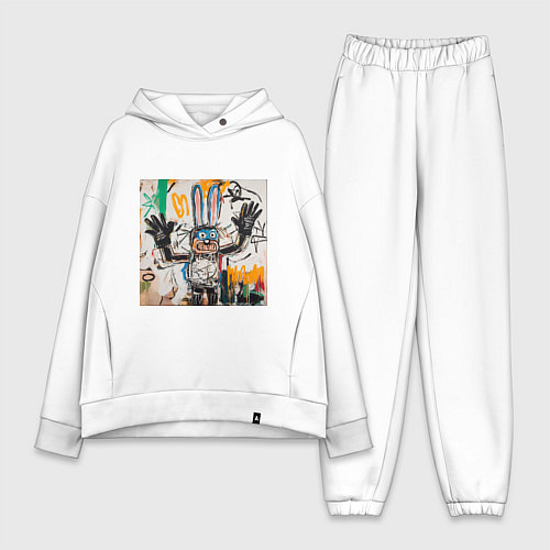 Женский костюм оверсайз Яркое граффити с зайцем / Белый – фото 1