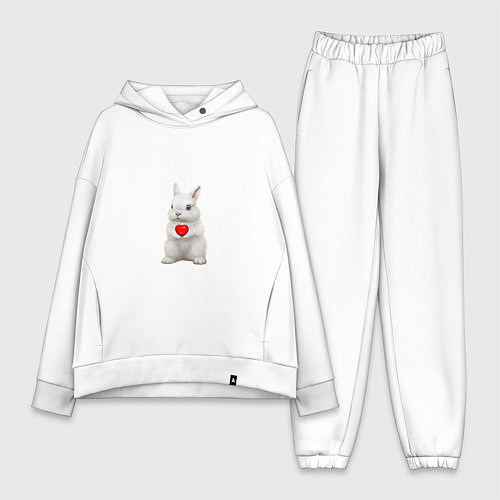 Женский костюм оверсайз Белый кролик с сердечком / Белый – фото 1