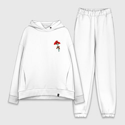 Женский костюм оверсайз Гвоздики и георгиевская лента, цвет: белый