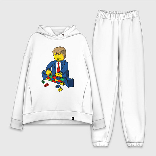Женский костюм оверсайз Трамп конструктор человечек лего / Белый – фото 1