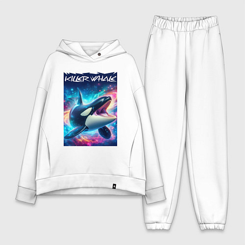 Женский костюм оверсайз Space killer whale - ai art fantasy / Белый – фото 1