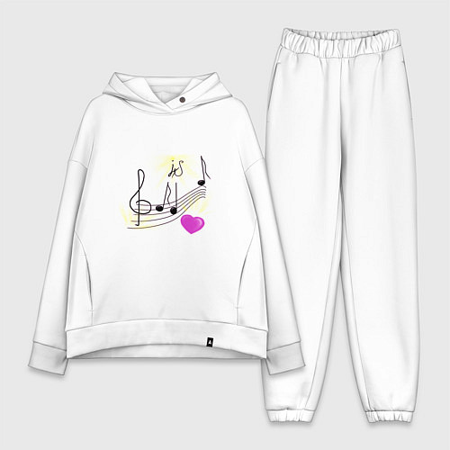 Женский костюм оверсайз Музыка это моя любовь на светлом фоне / Белый – фото 1