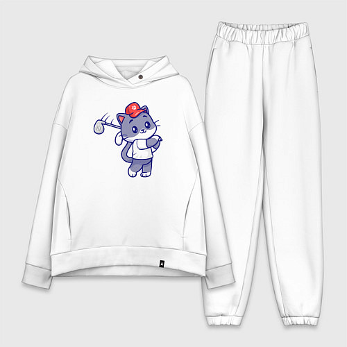 Женский костюм оверсайз Котёнок гольфист / Белый – фото 1