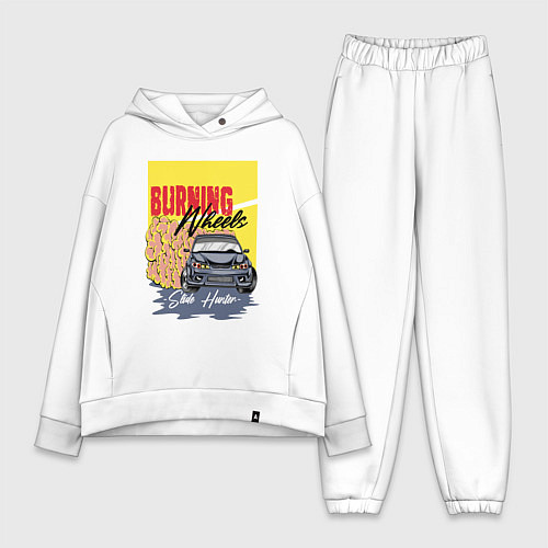 Женский костюм оверсайз Burning wheels / Белый – фото 1