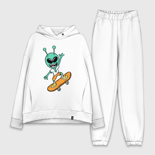 Женский костюм оверсайз Инопланетянин на скейтборде / Белый – фото 1
