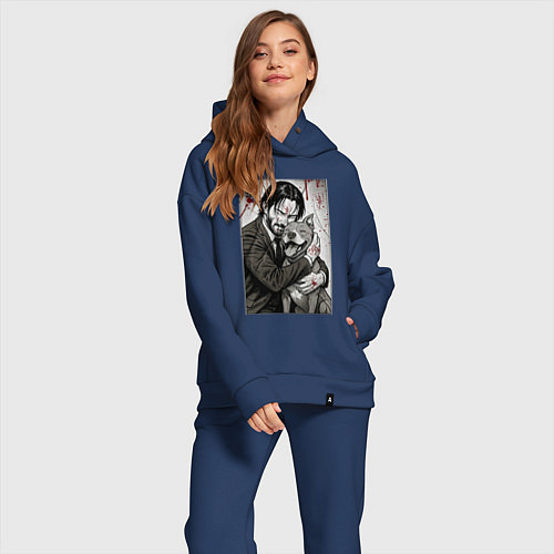 Женский костюм оверсайз Джон Уик постер / Тёмно-синий – фото 2