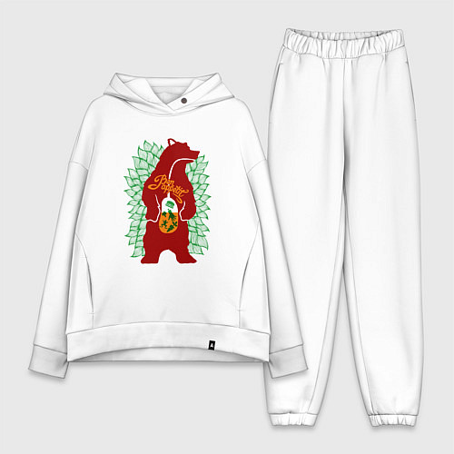 Женский костюм оверсайз Медведь и обед - аппетит / Белый – фото 1