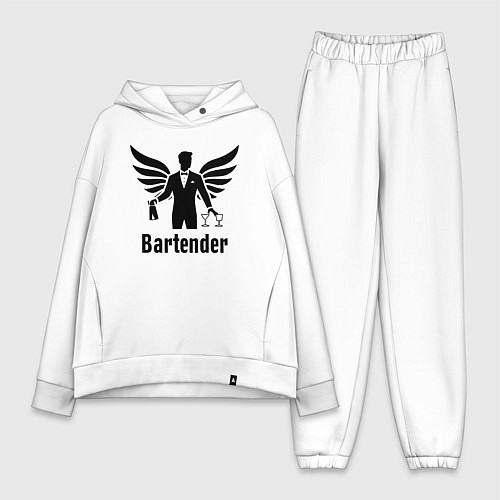 Женский костюм оверсайз Бармен с крыльями / Белый – фото 1