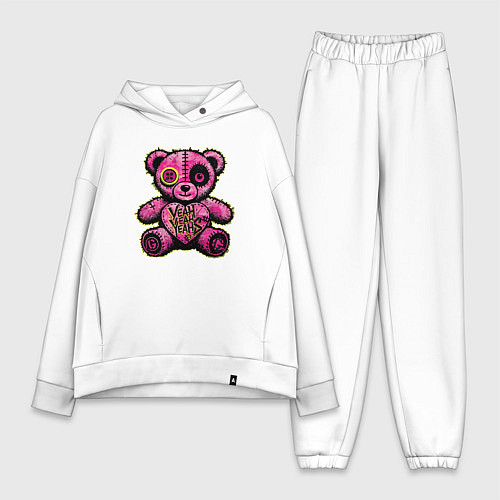 Женский костюм оверсайз Pink bear / Белый – фото 1