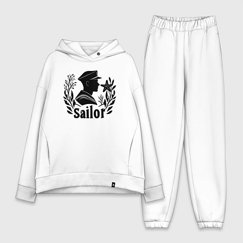 Женский костюм оверсайз Моряк с морской звездой / Белый – фото 1