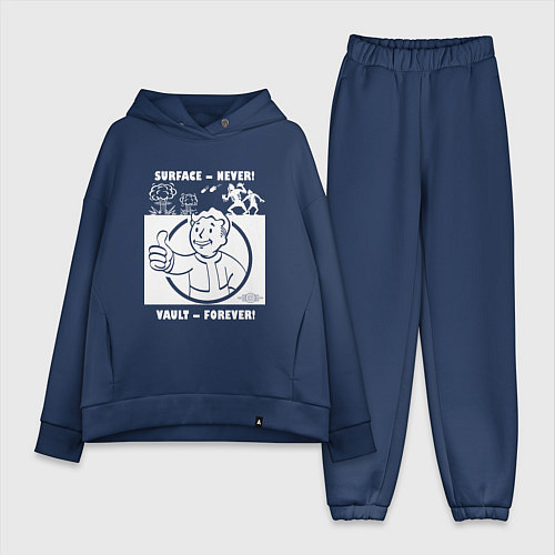 Женский костюм оверсайз Поверхность никогда - убежище навсегда / Тёмно-синий – фото 1