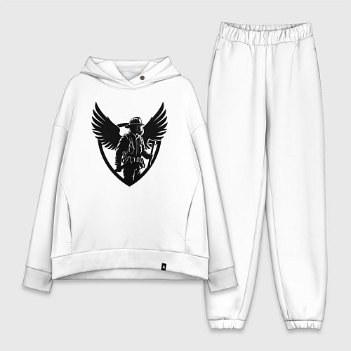 Женский костюм оверсайз Огненный страж с крыльями / Белый – фото 1