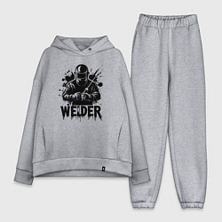 Женский костюм оверсайз Сварщик черной краской, цвет: меланж