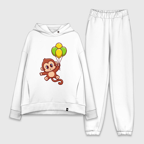 Женский костюм оверсайз Обезьянка с шариками / Белый – фото 1