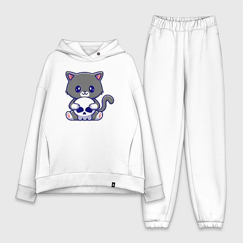 Женский костюм оверсайз Котик и черепок / Белый – фото 1