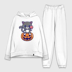 Женский костюм оверсайз Хэллоуин котик с леденцом