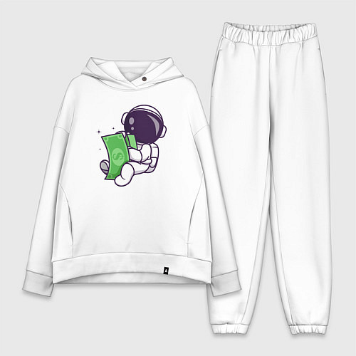 Женский костюм оверсайз Космонавт и доллары / Белый – фото 1