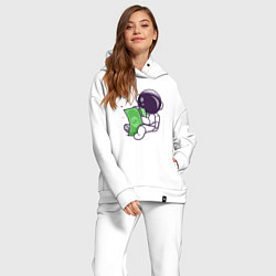 Женский костюм оверсайз Космонавт и доллары, цвет: белый — фото 2