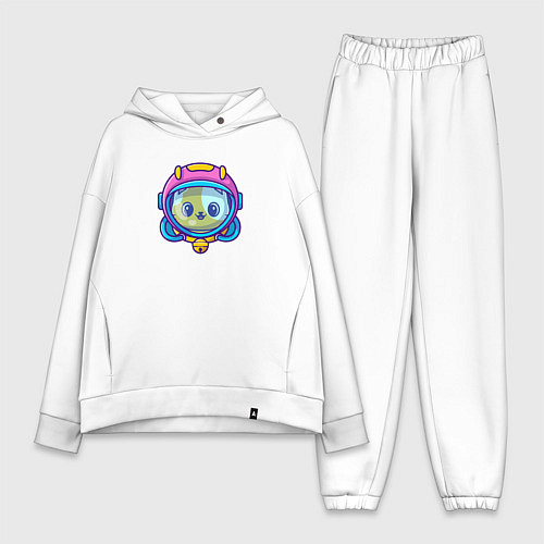 Женский костюм оверсайз Котик в скафандре / Белый – фото 1