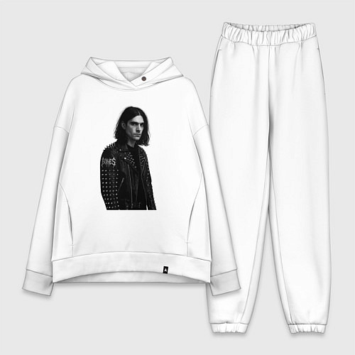Женский костюм оверсайз Bones в образе рок звезды / Белый – фото 1