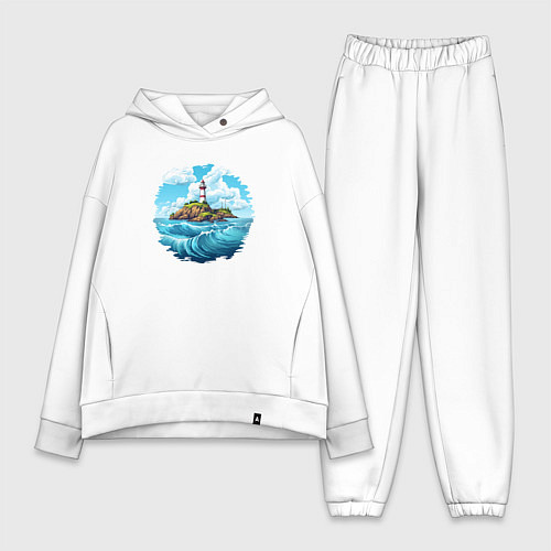 Женский костюм оверсайз Маяк на острове / Белый – фото 1