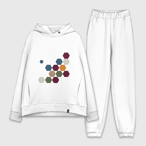 Женский костюм оверсайз Cоты в цветах осеннего урожая / Белый – фото 1