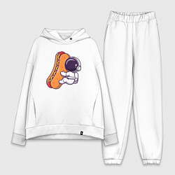 Женский костюм оверсайз Космонавт и хот-дог, цвет: белый