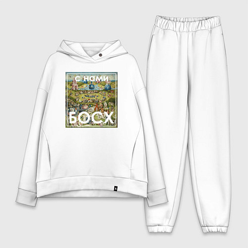 Женский костюм оверсайз С нами Босх - картина / Белый – фото 1