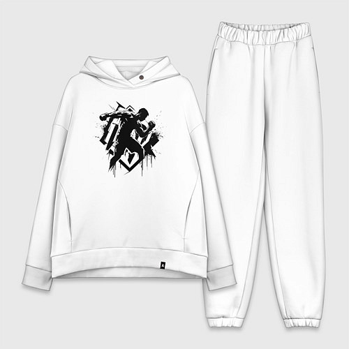 Женский костюм оверсайз Миксфайт боец граффитт / Белый – фото 1