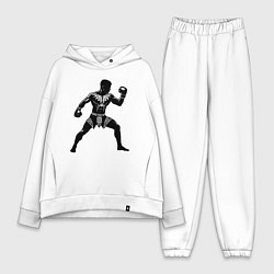 Женский костюм оверсайз Антуражный тайский боксер, цвет: белый