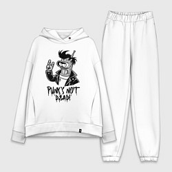 Женский костюм оверсайз Bender - punks not dead motto, цвет: белый