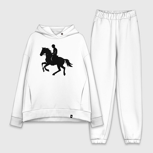 Женский костюм оверсайз Спортивный всадник на коне / Белый – фото 1