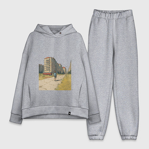 Женский костюм оверсайз Мальчик на улице хрущевок ретро 1970-е / Меланж – фото 1