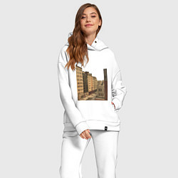 Женский костюм оверсайз Минималистичный городской пейзаж в стиле комикса, цвет: белый — фото 2